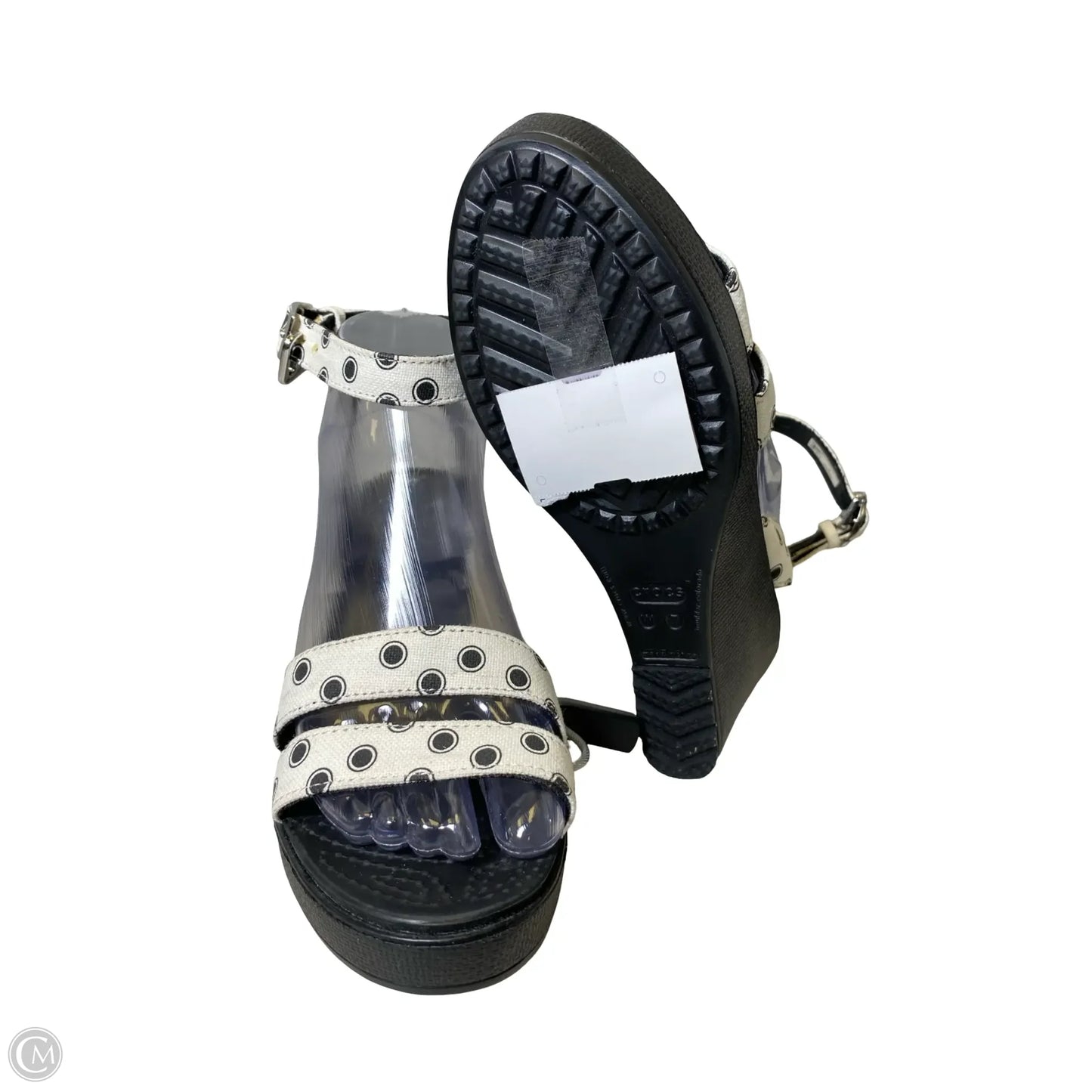 Shoes Heels Platform By Crocs In Black & White, Size: 7