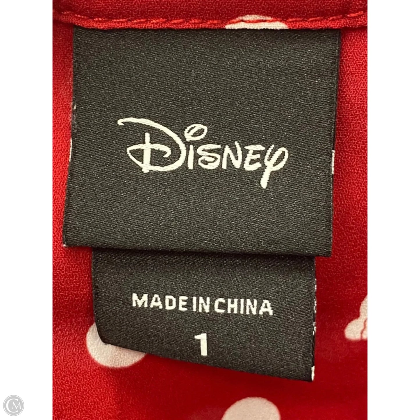 Top 3/4 Sleeve By Disney In Red & White, Size: 1x