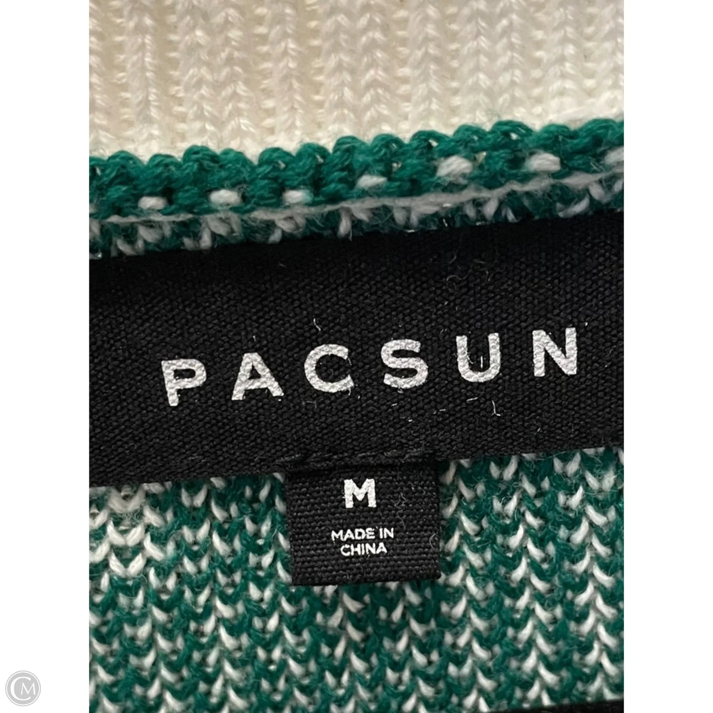 Vest Sweater By Pacsun In Green & White, Size: M