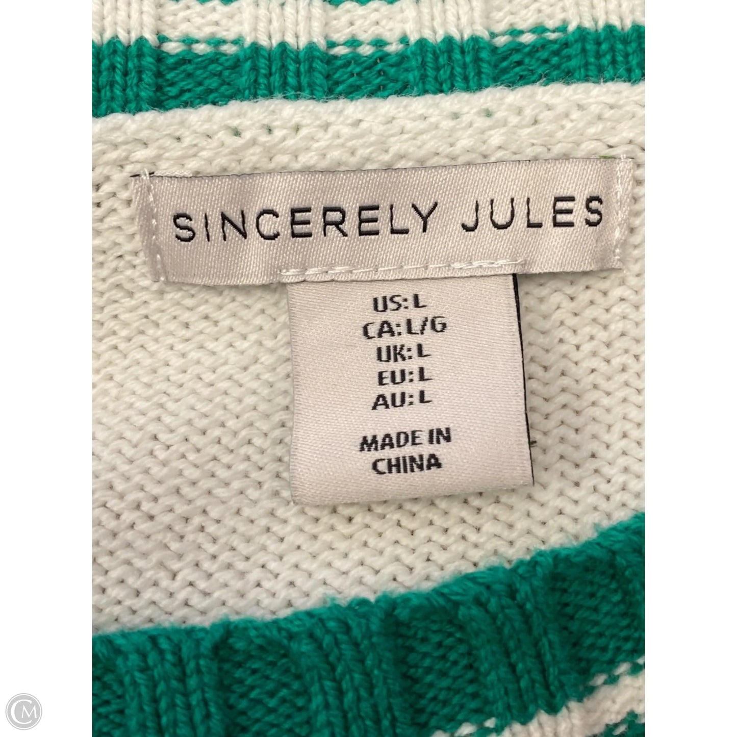 Sweater By Sincerely Jules In Green & White, Size: L
