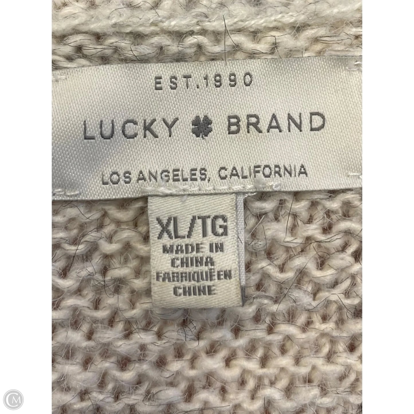 Sweater By Lucky Brand In Grey & White, Size: Xl