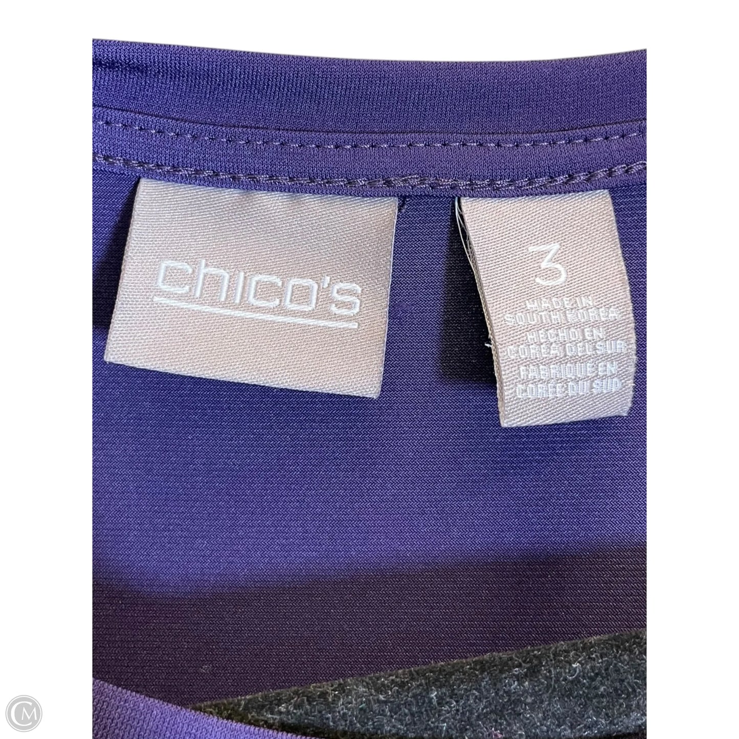 Top 3/4 Sleeve By Chicos In Purple, Size: Xl