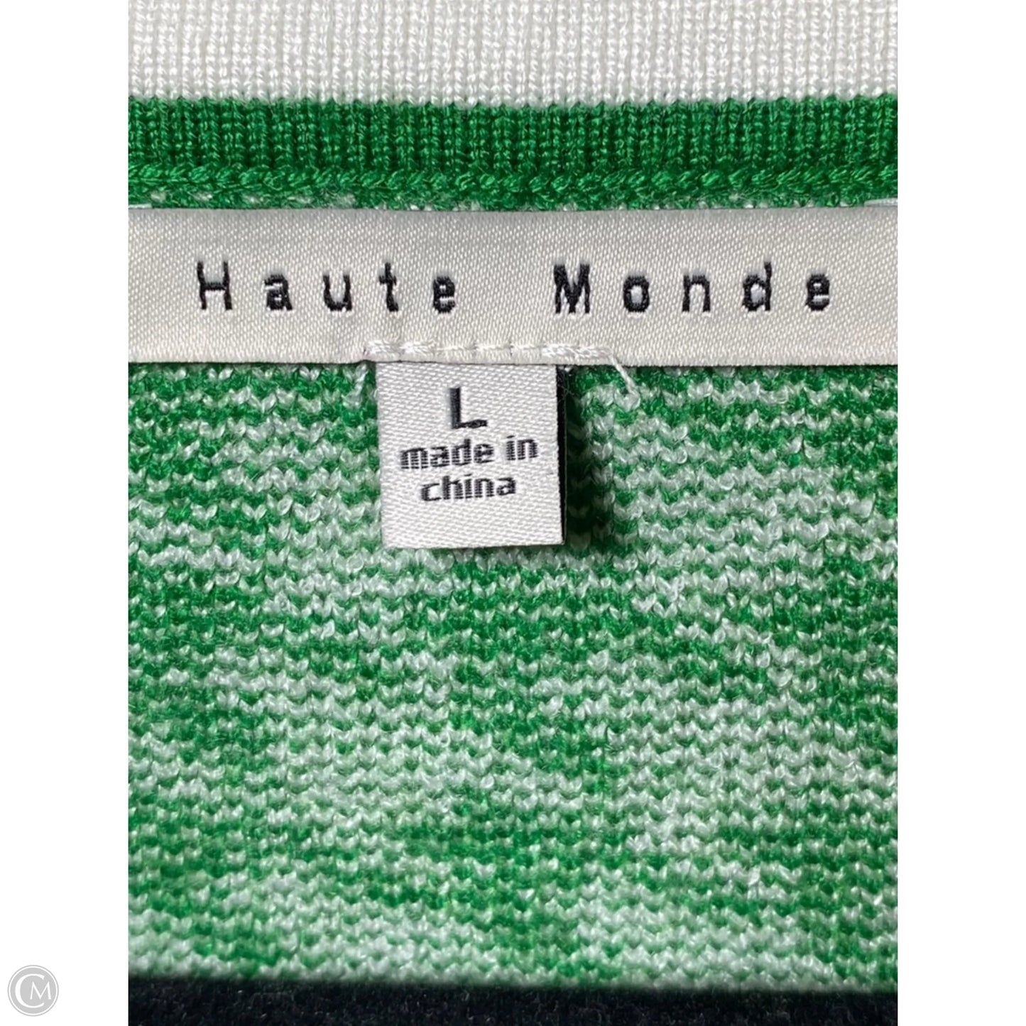 Sweater By Haute Monde In Cream & Green, Size: L