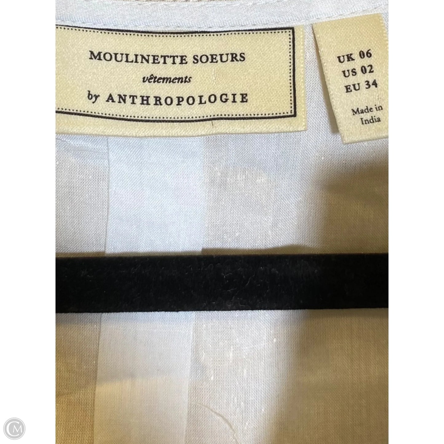 Top 2pc 3/4 Sleeve By Anthropologie In Gold & White, Size: Xs