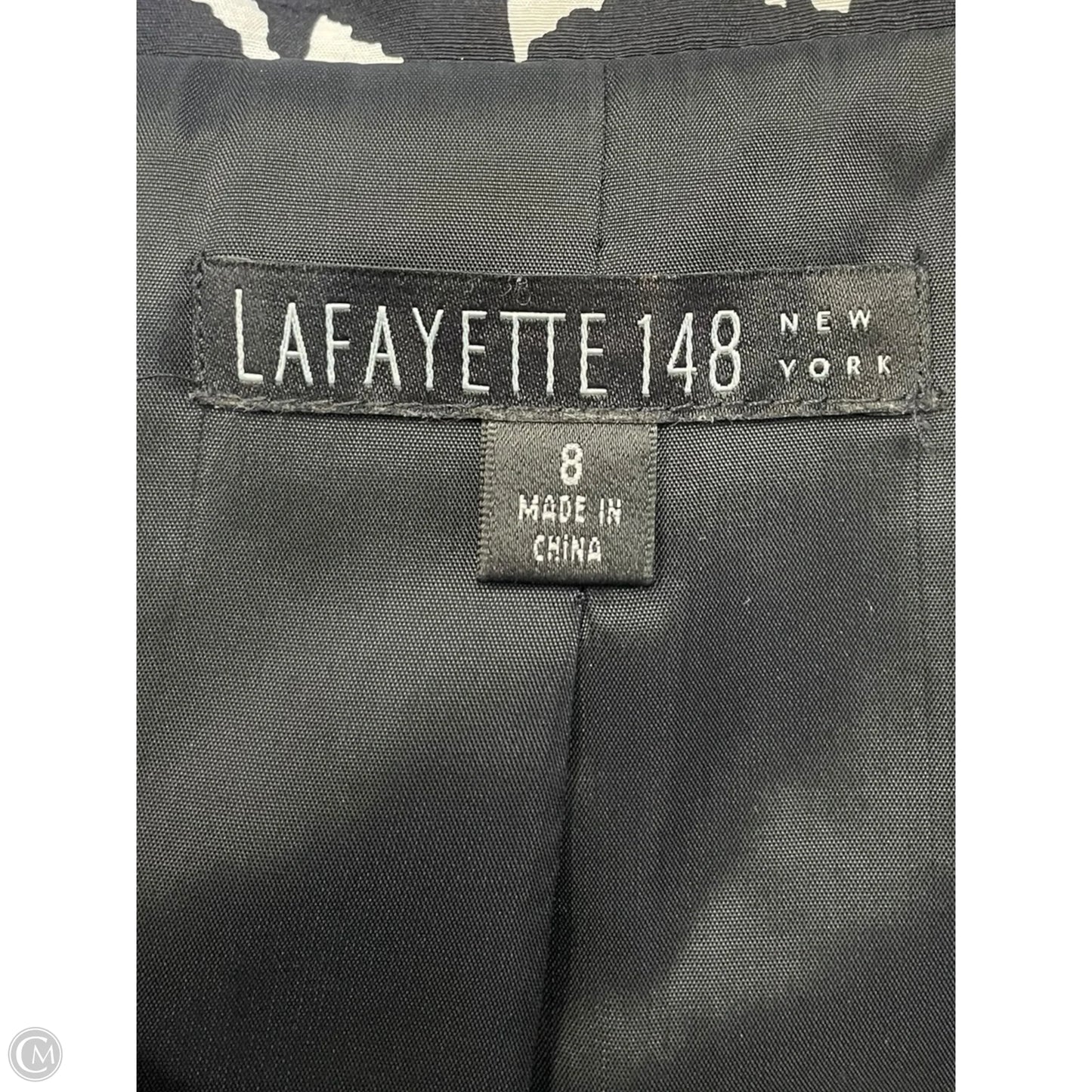 Top Short Sleeve Designer By Lafayette 148 In Black & White, Size: 8