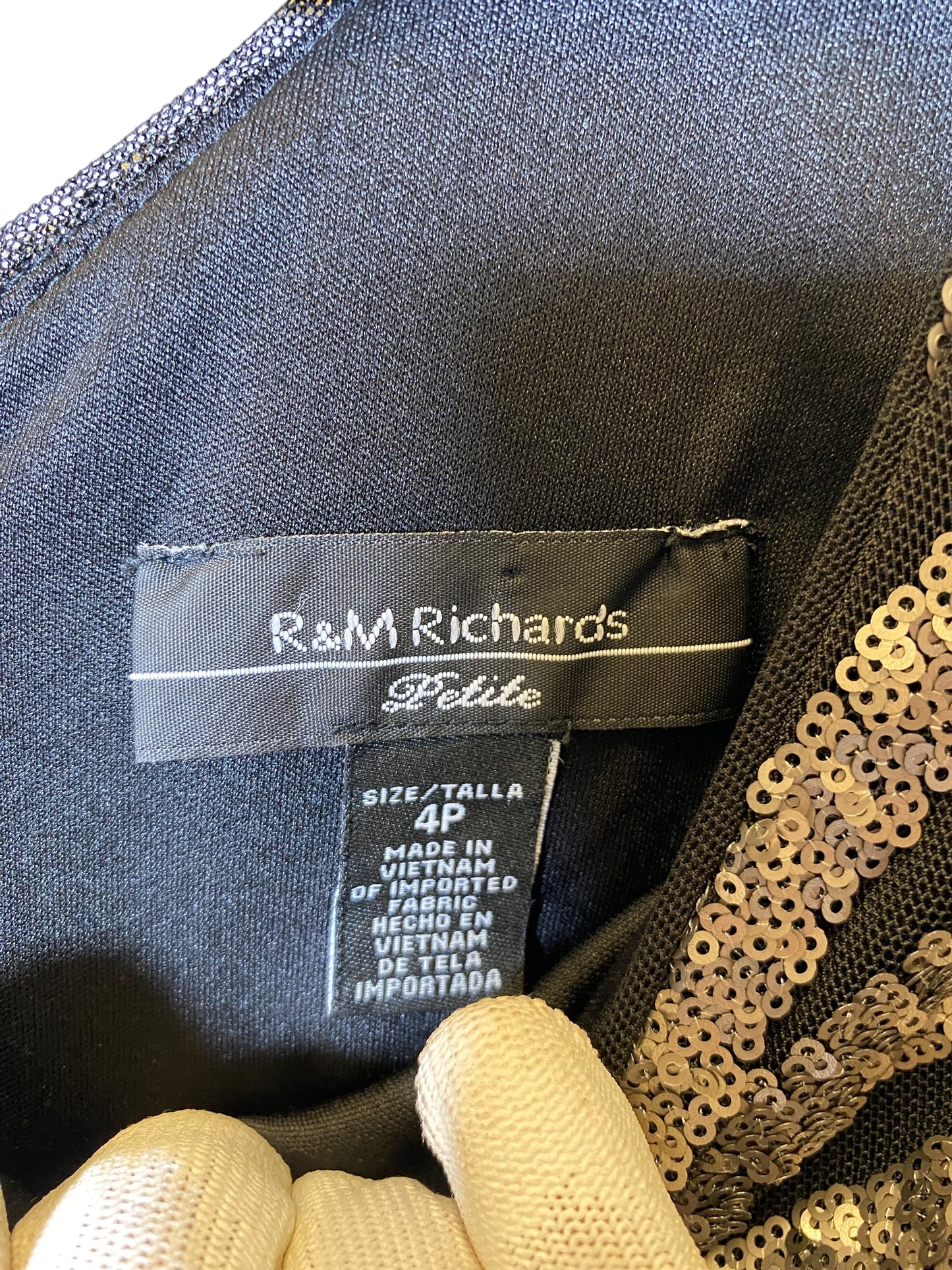 Dress Party Short By R And M Richards In Black & Silver, Size: S