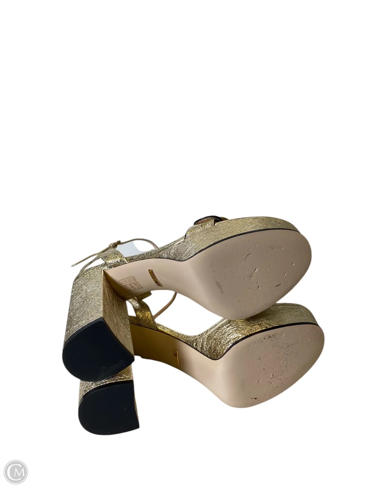 Sandals Luxury Designer By Gucci In Gold, Size: 10.5