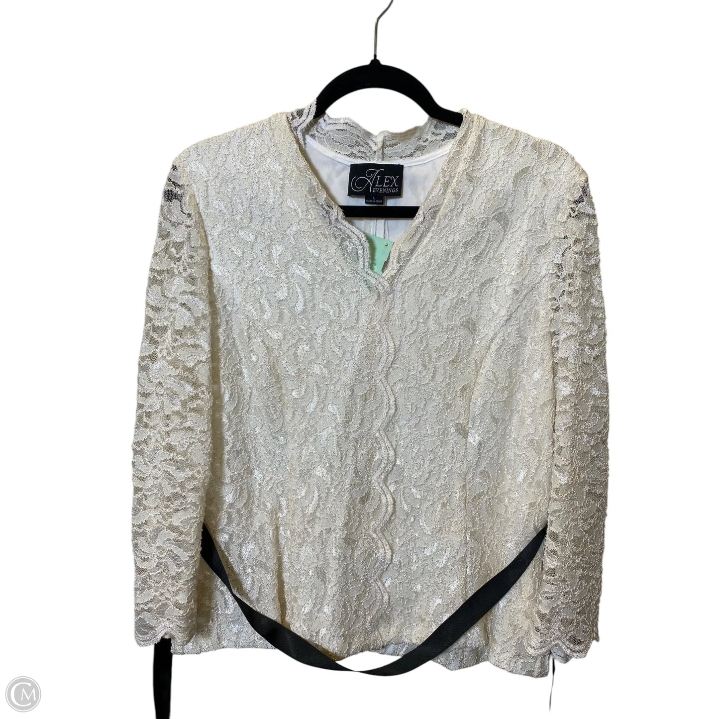 Top Long Sleeve By Alex Evenings In Cream, Size: L