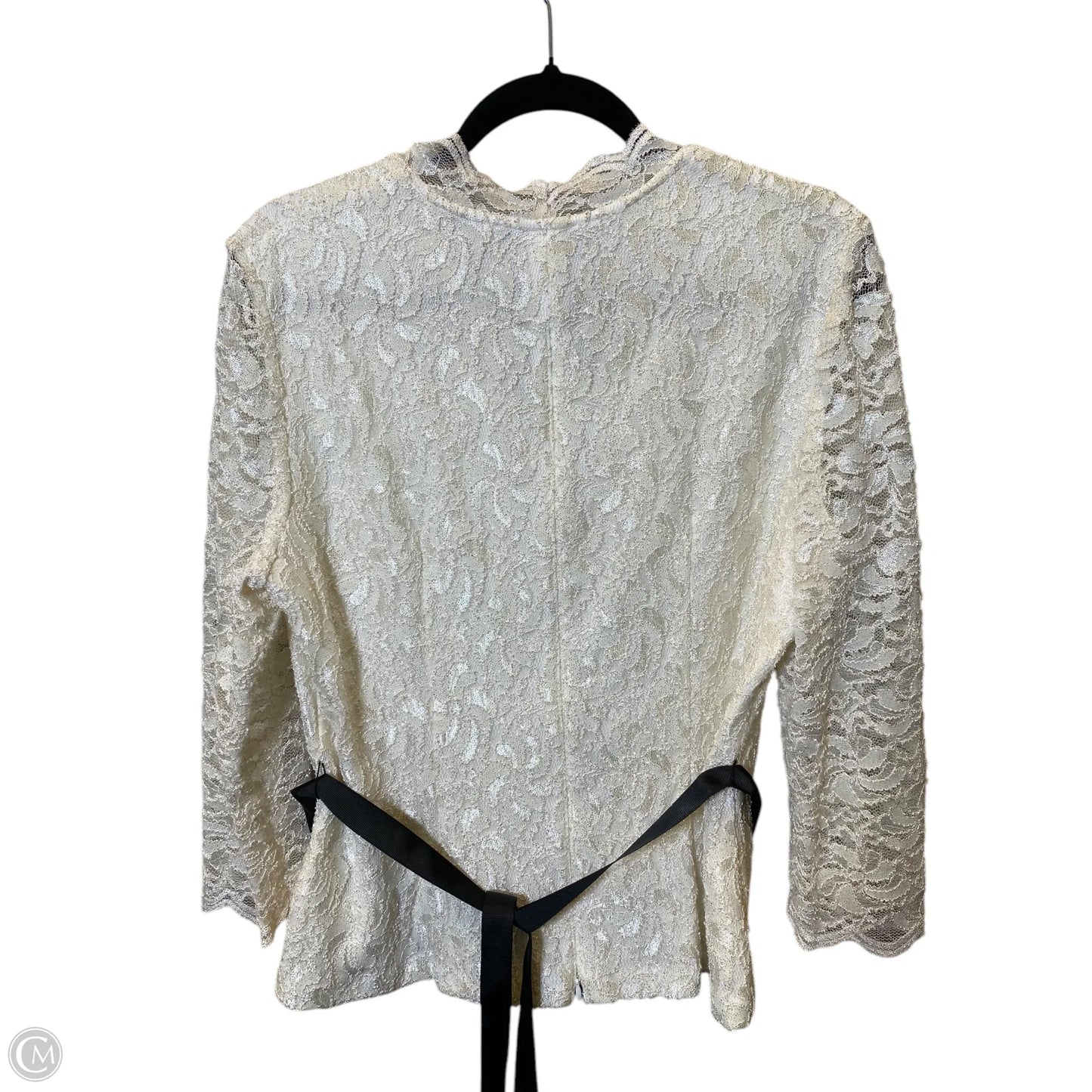 Top Long Sleeve By Alex Evenings In Cream, Size: L