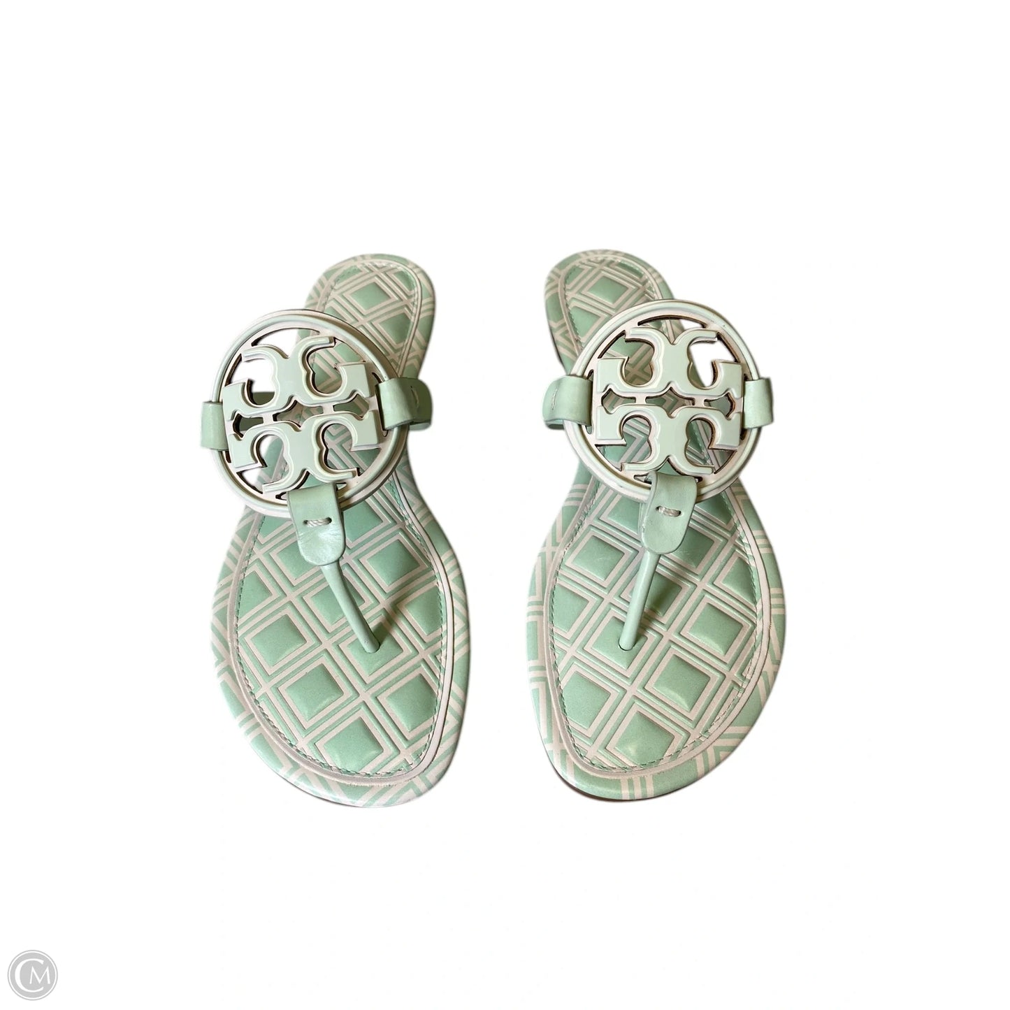 Sandals Designer By Tory Burch In Blue & White, Size: 9