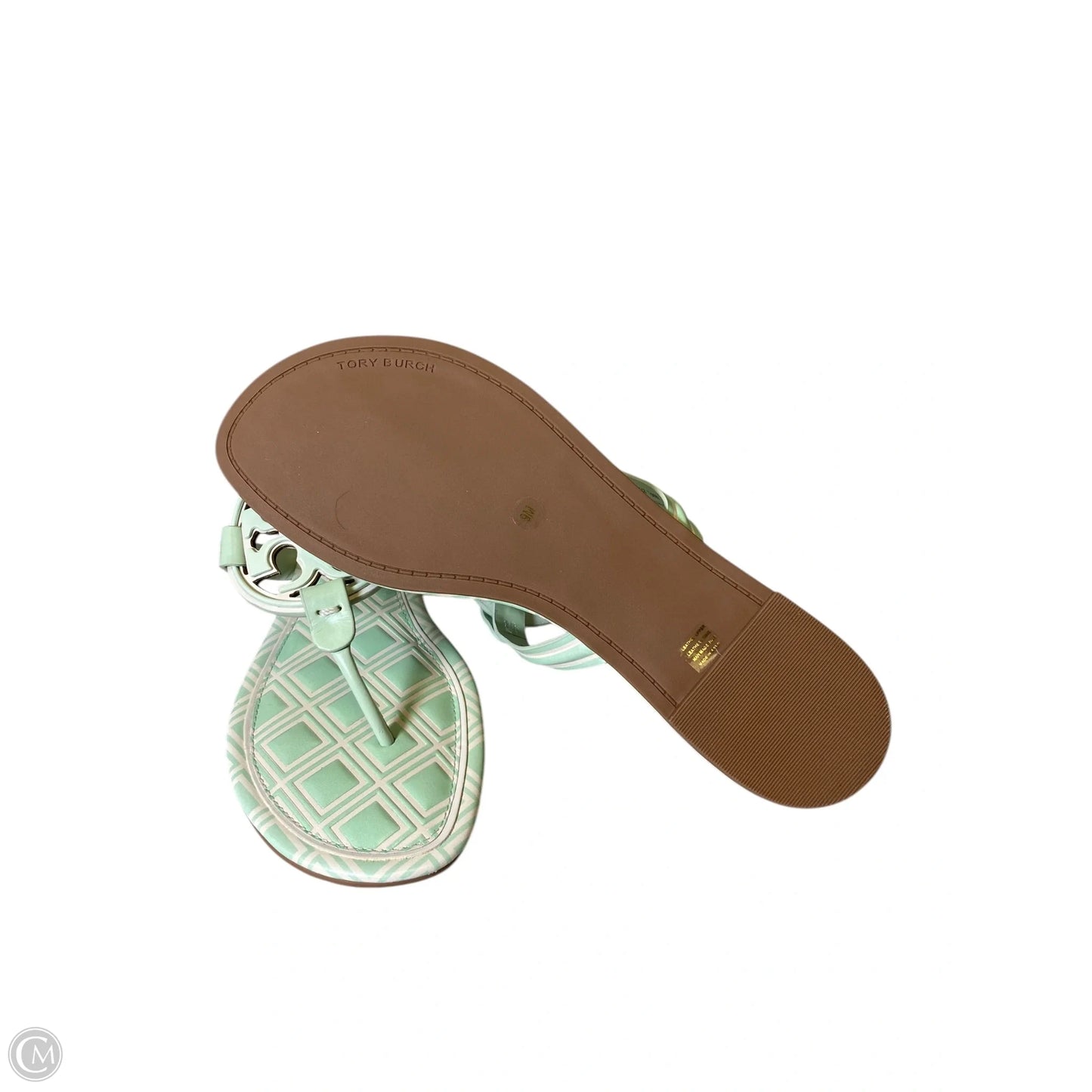 Sandals Designer By Tory Burch In Blue & White, Size: 9