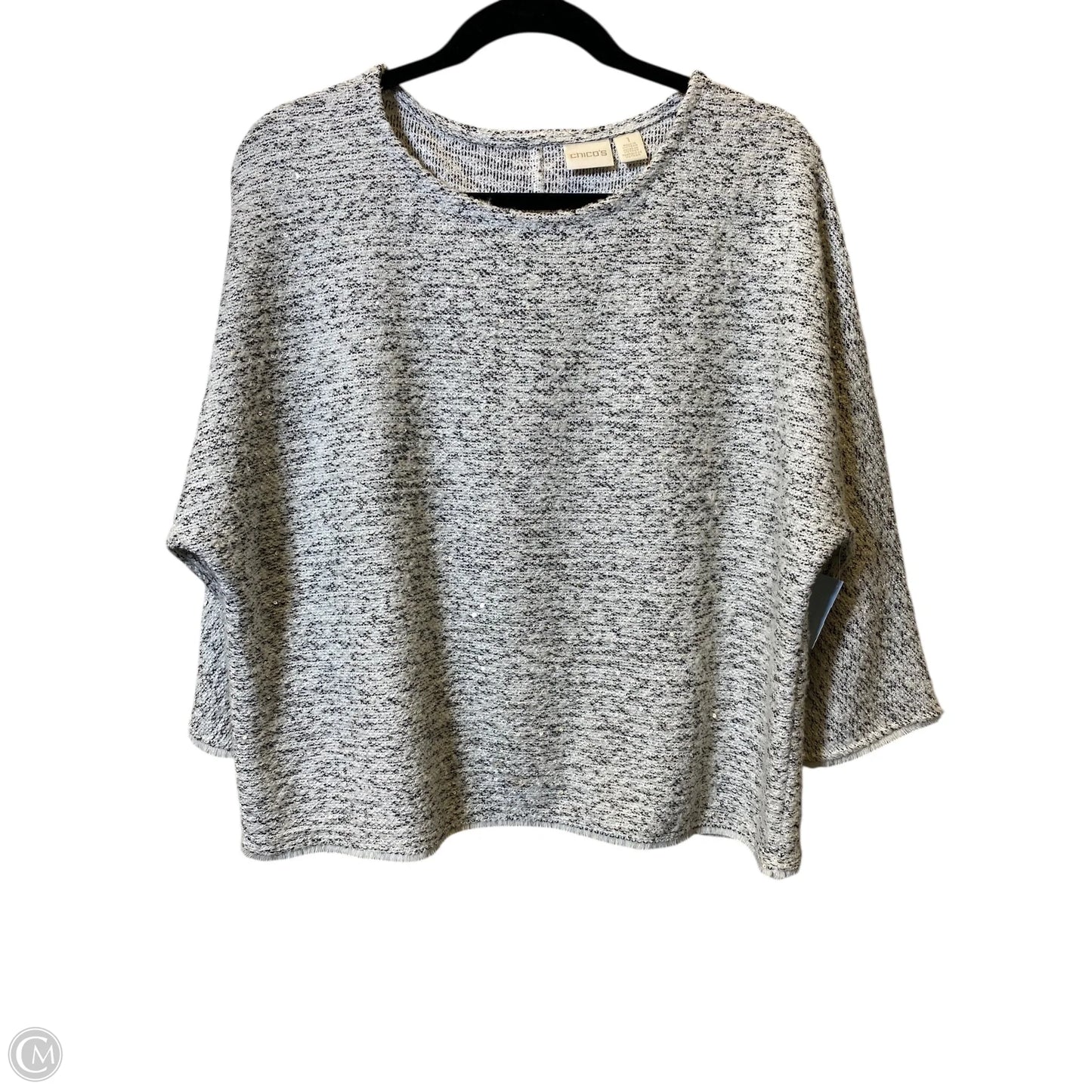 Top 3/4 Sleeve By Chicos In Black & White, Size: M