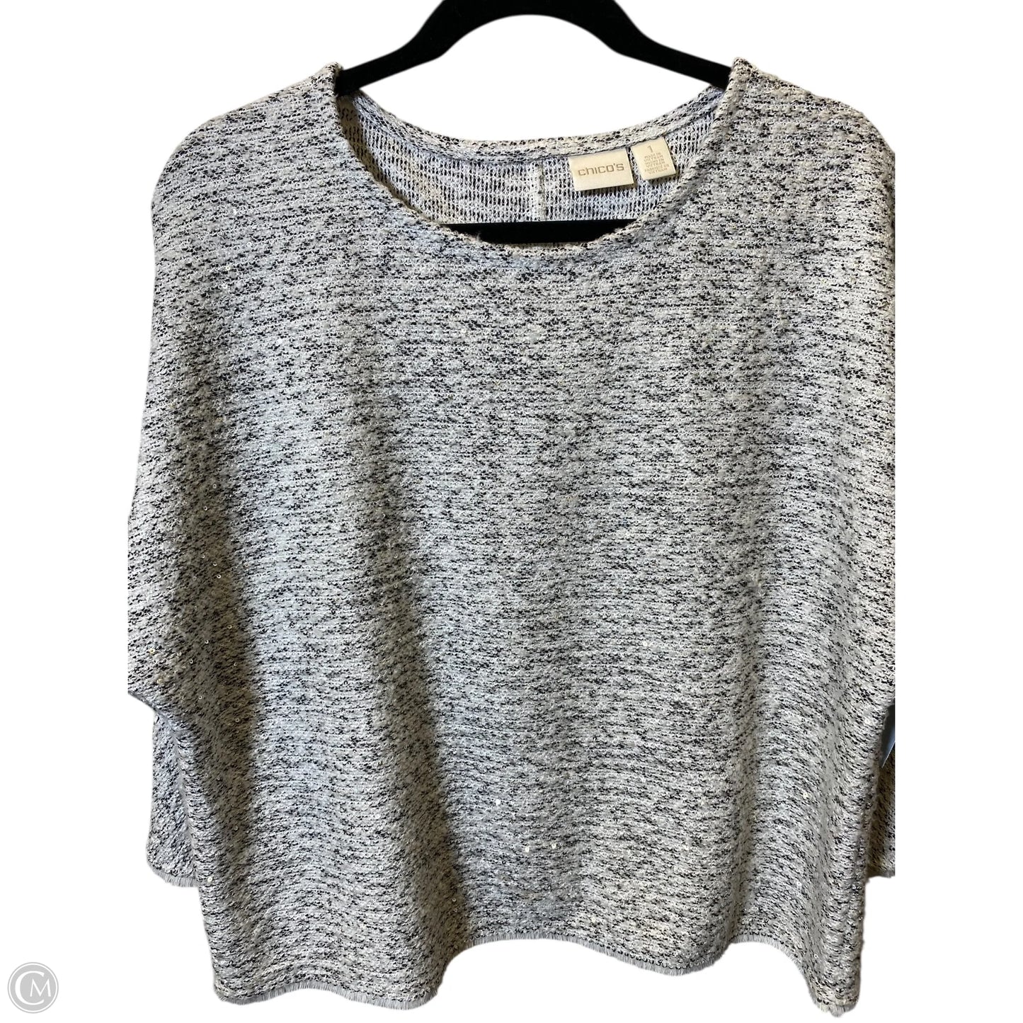 Top 3/4 Sleeve By Chicos In Black & White, Size: M