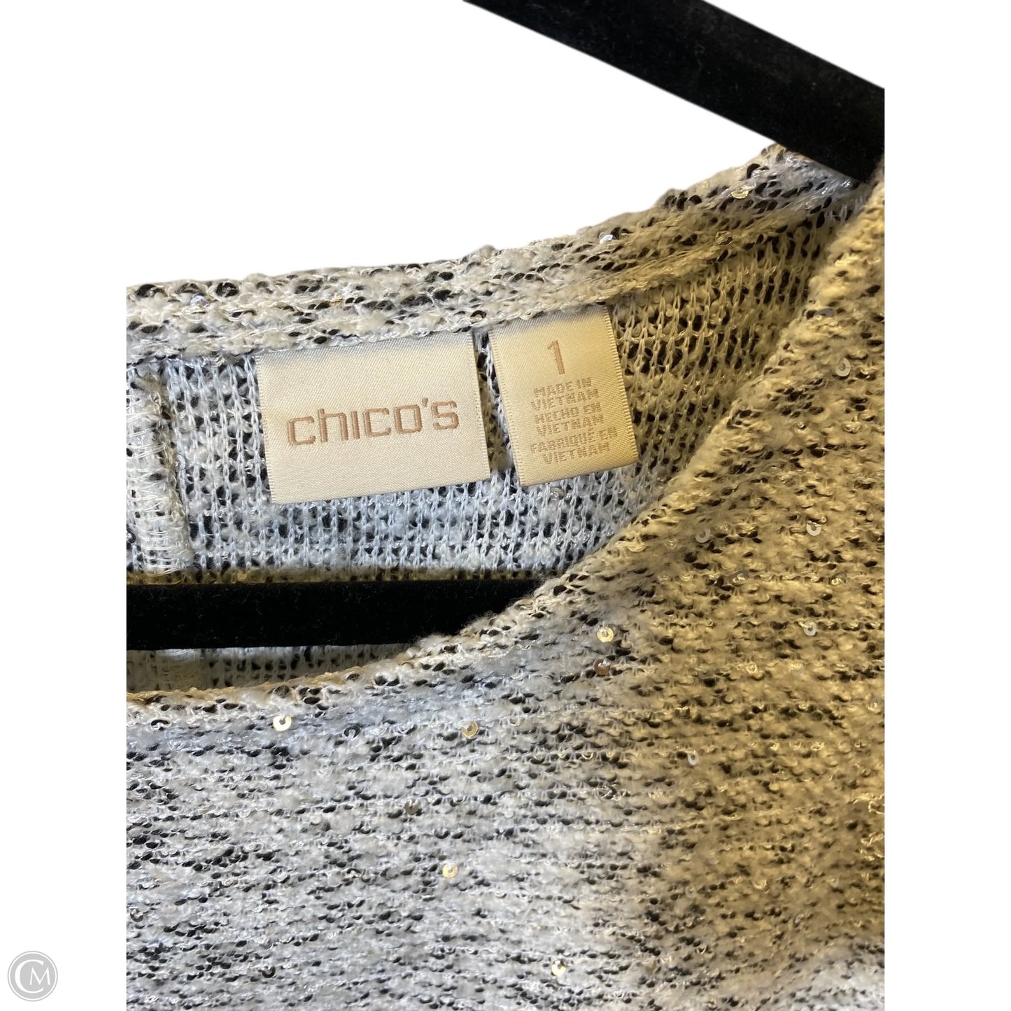 Top 3/4 Sleeve By Chicos In Black & White, Size: M