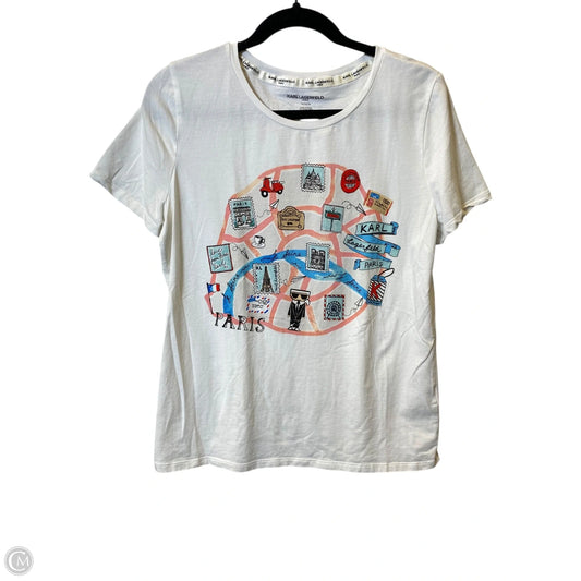 Top Short Sleeve Designer By Karl Lagerfeld In White, Size: M
