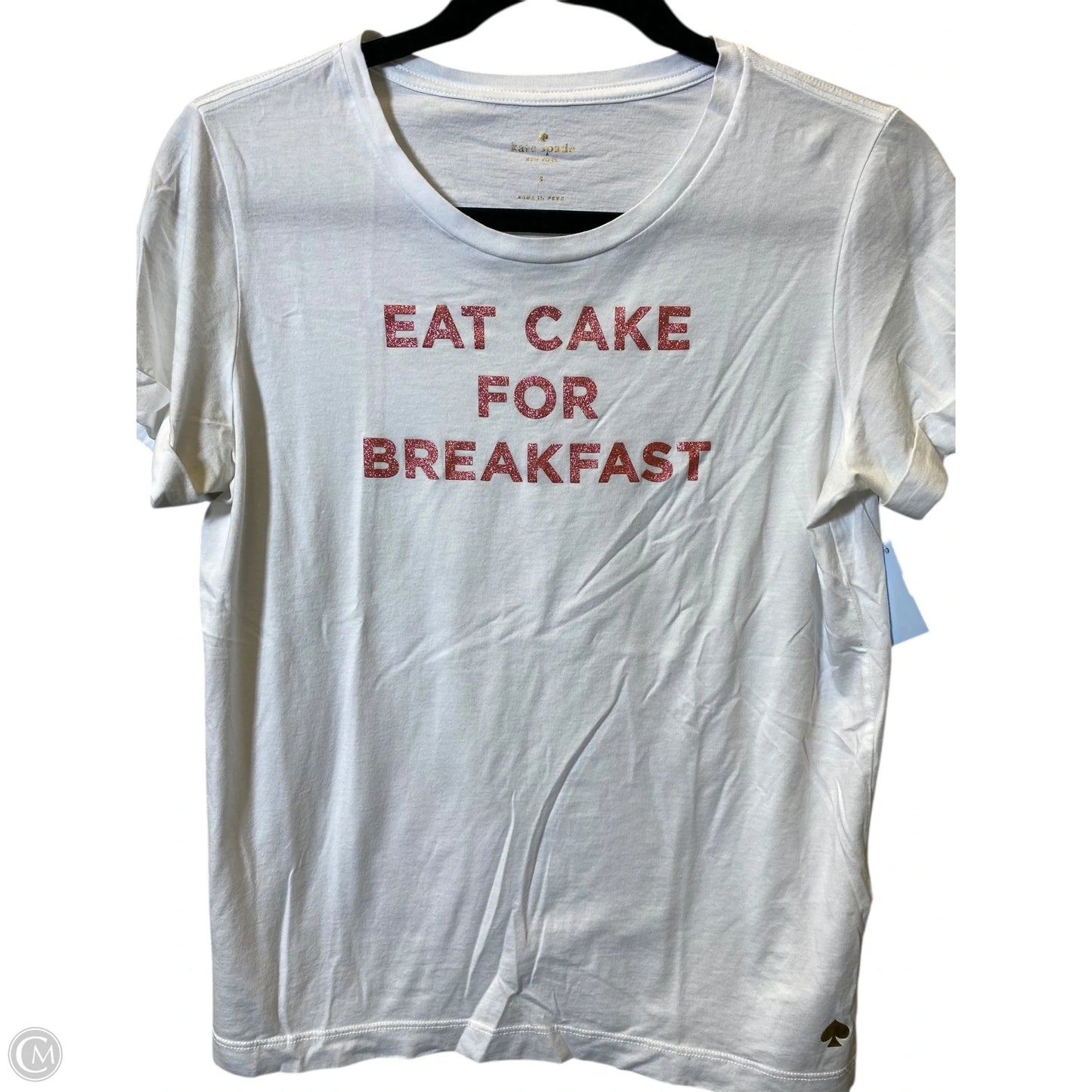 Top Short Sleeve Designer By Kate Spade In White, Size: S