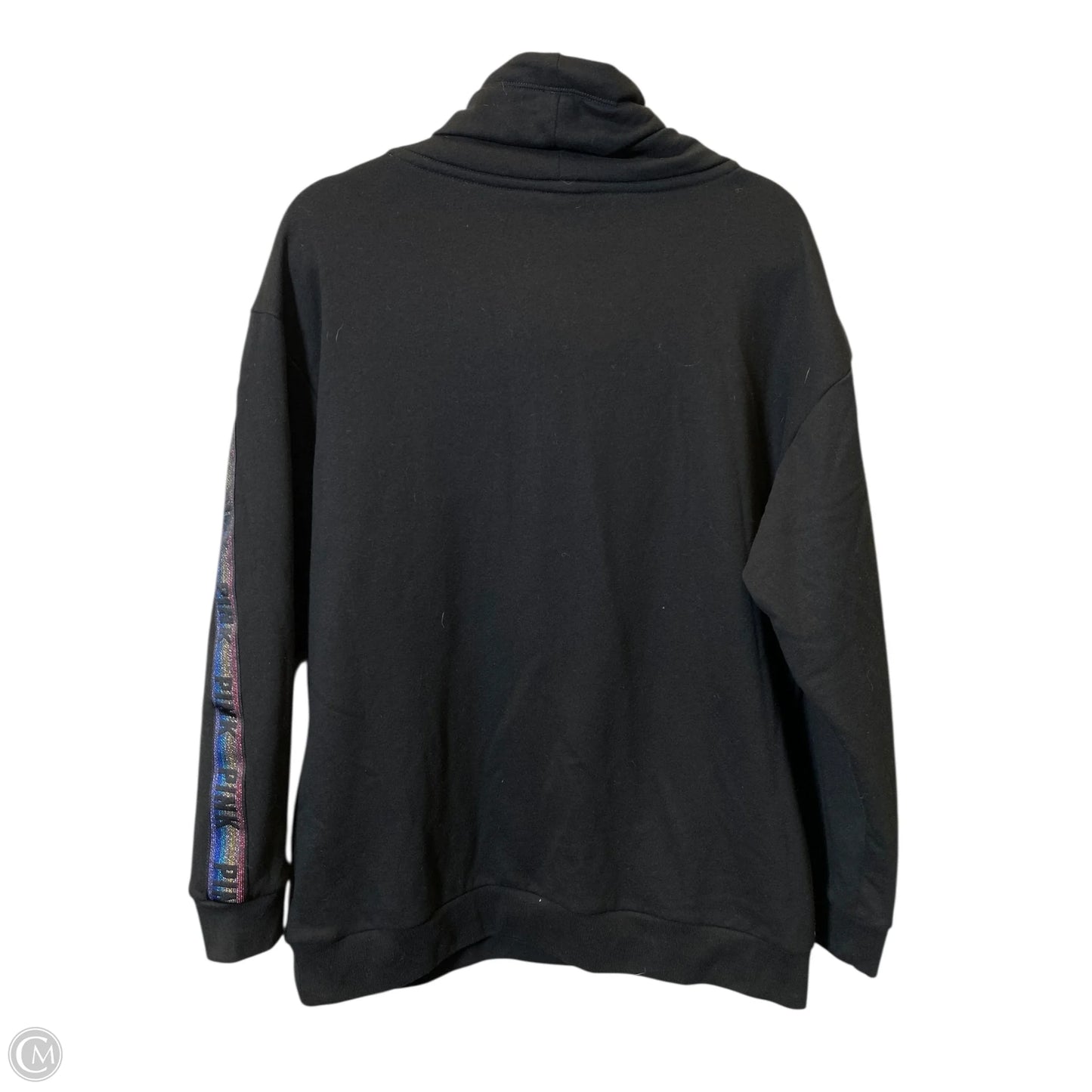 Sweatshirt Crewneck By Pink In Black & Silver, Size: L