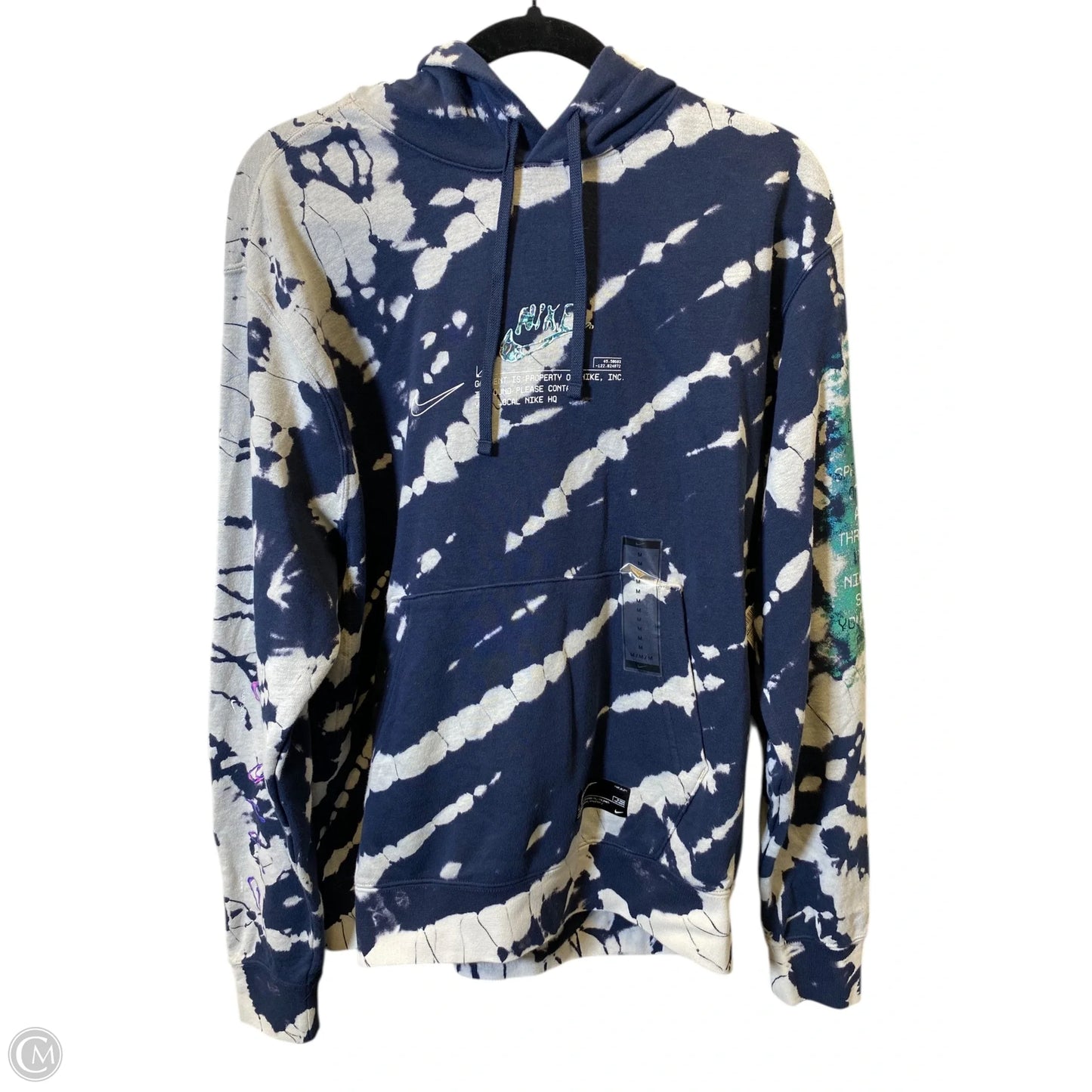 Sweatshirt Hoodie By Nike In Blue & White, Size: M