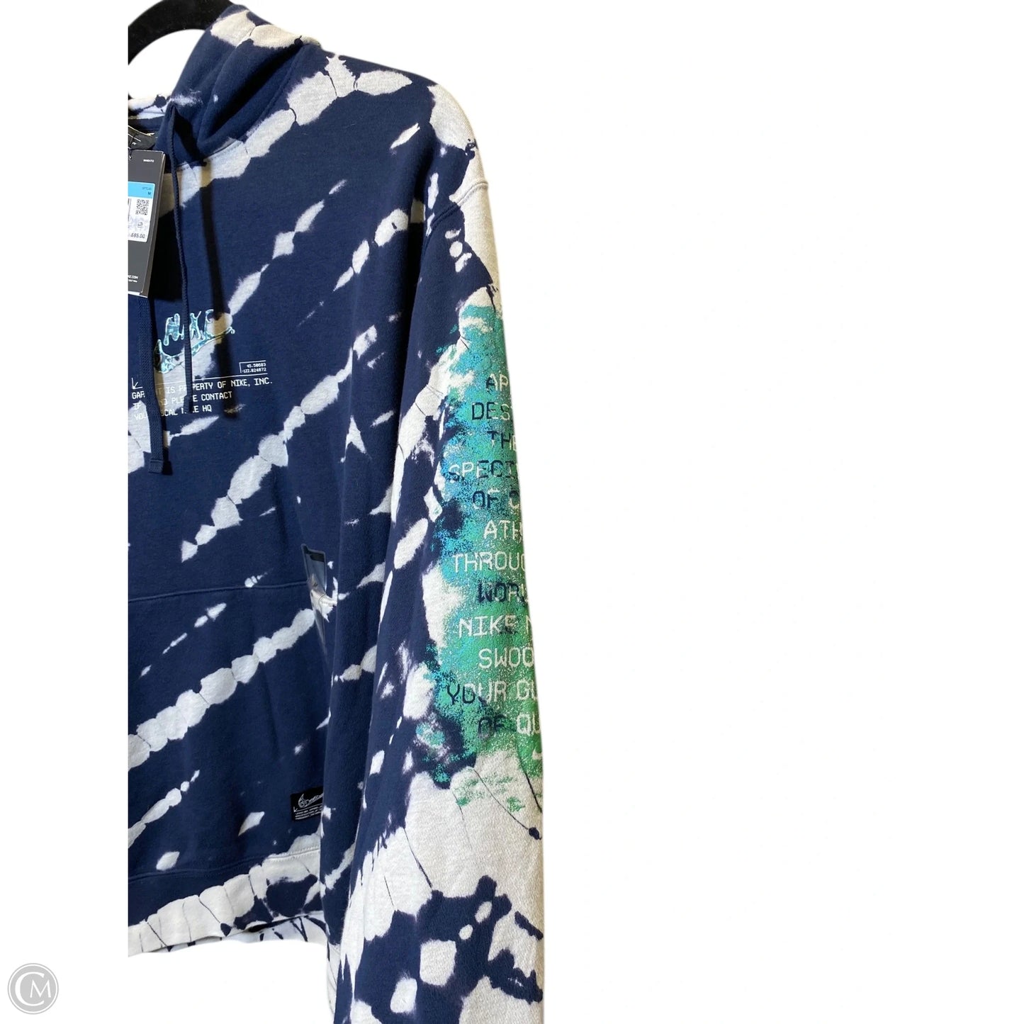 Sweatshirt Hoodie By Nike In Blue & White, Size: M