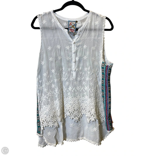 Top Short Sleeve By Johnny Was In White, Size: L