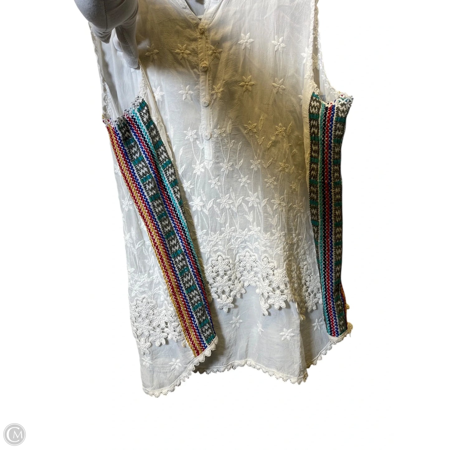 Top Short Sleeve By Johnny Was In White, Size: L