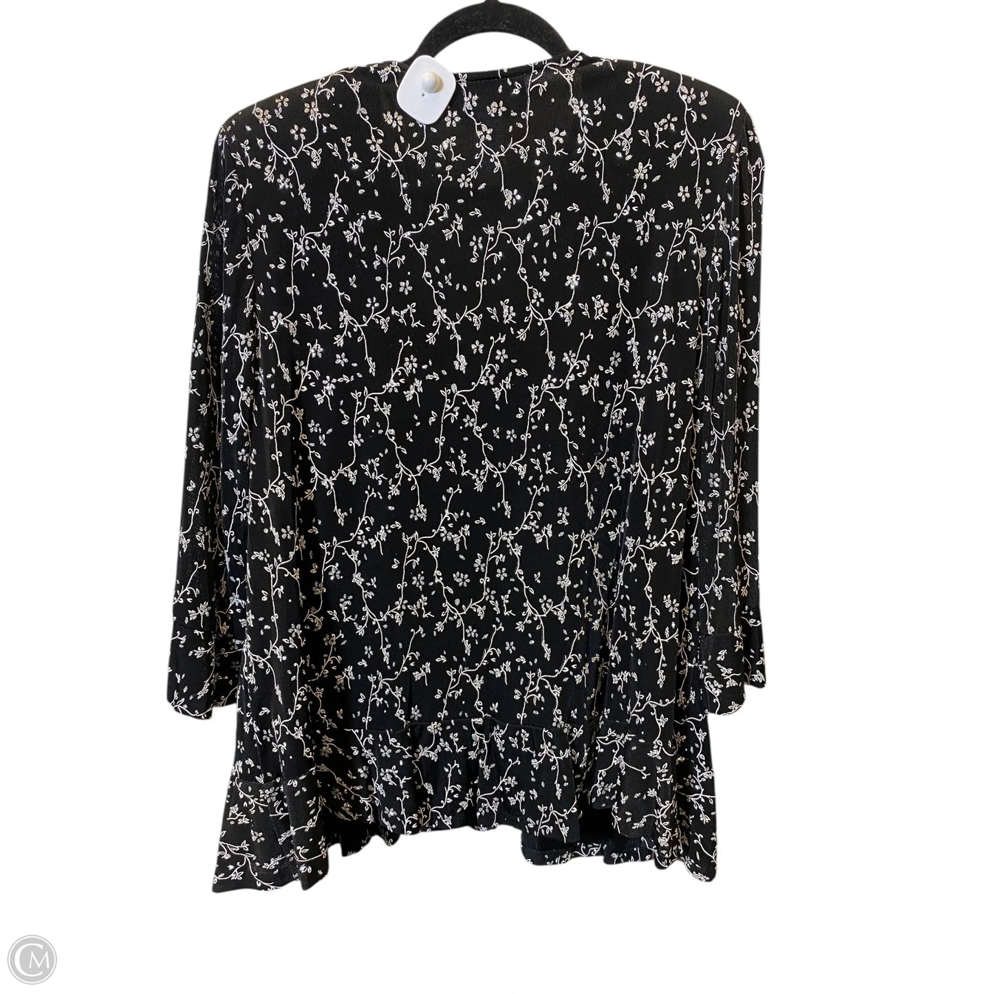 Top 2pc Long Sleeve By Alex In Black & Silver, Size: 1x