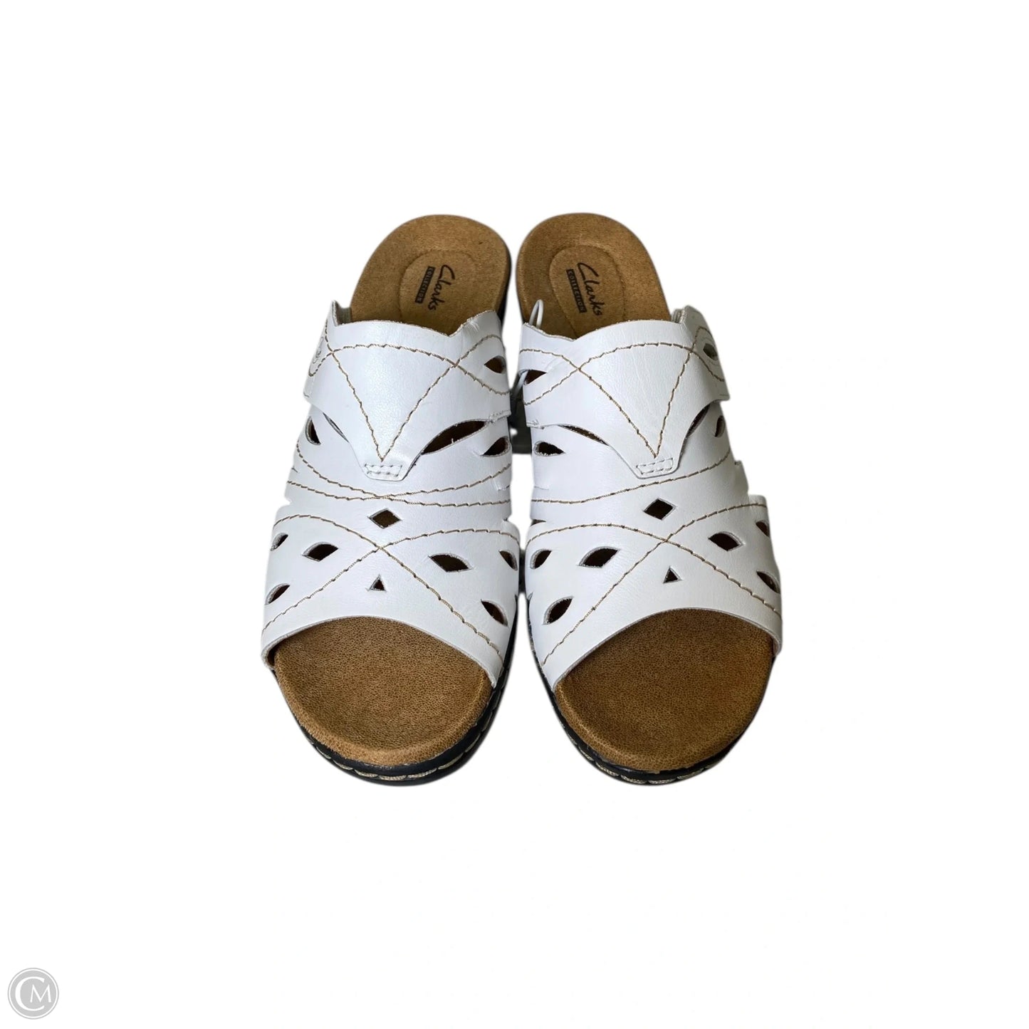 Sandals Heels Wedge By Clarks In White, Size: 8