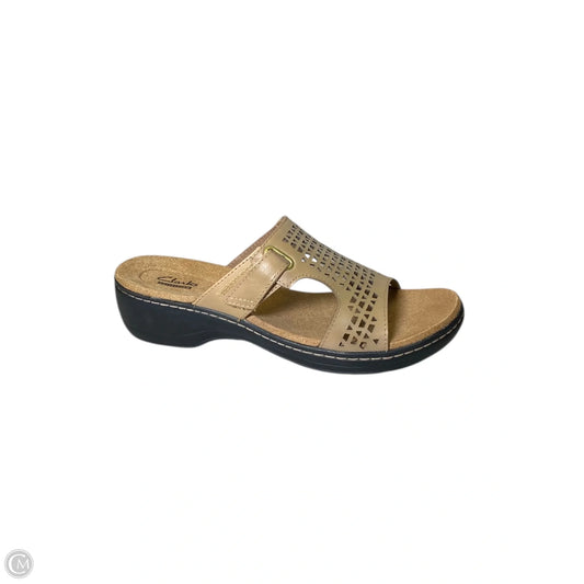 Sandals Heels Wedge By Clarks In Beige, Size: 8