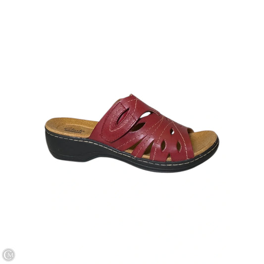 Sandals Heels Wedge By Clarks In Red, Size: 7.5