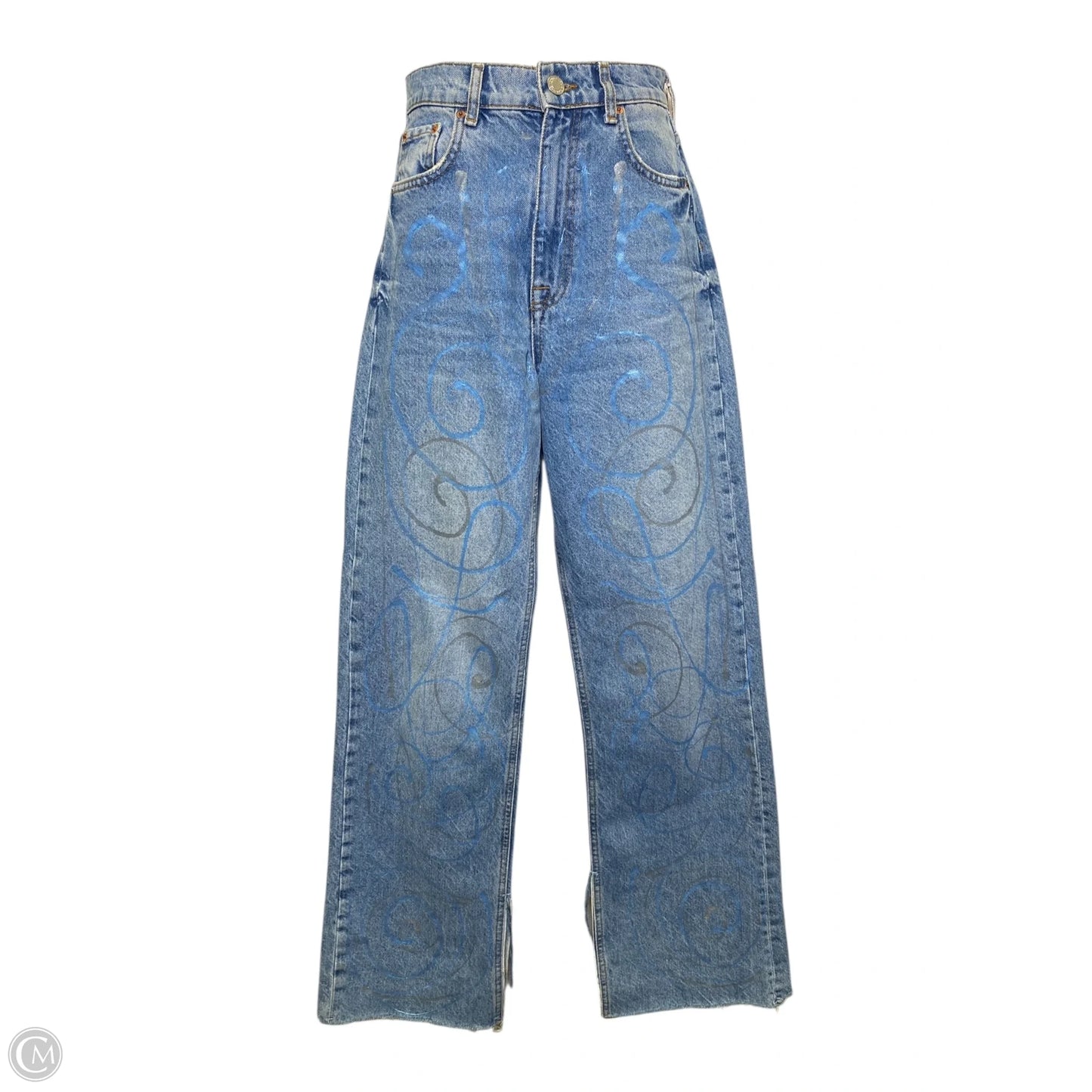 Jeans Wide Leg By Zara In Blue Denim, Size: 2