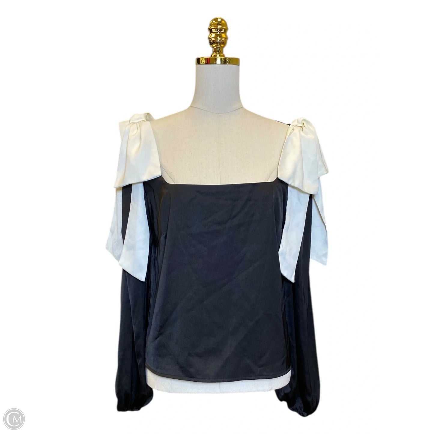 Top 3/4 Sleeve By Clothes Mentor In Black & White, Size: L