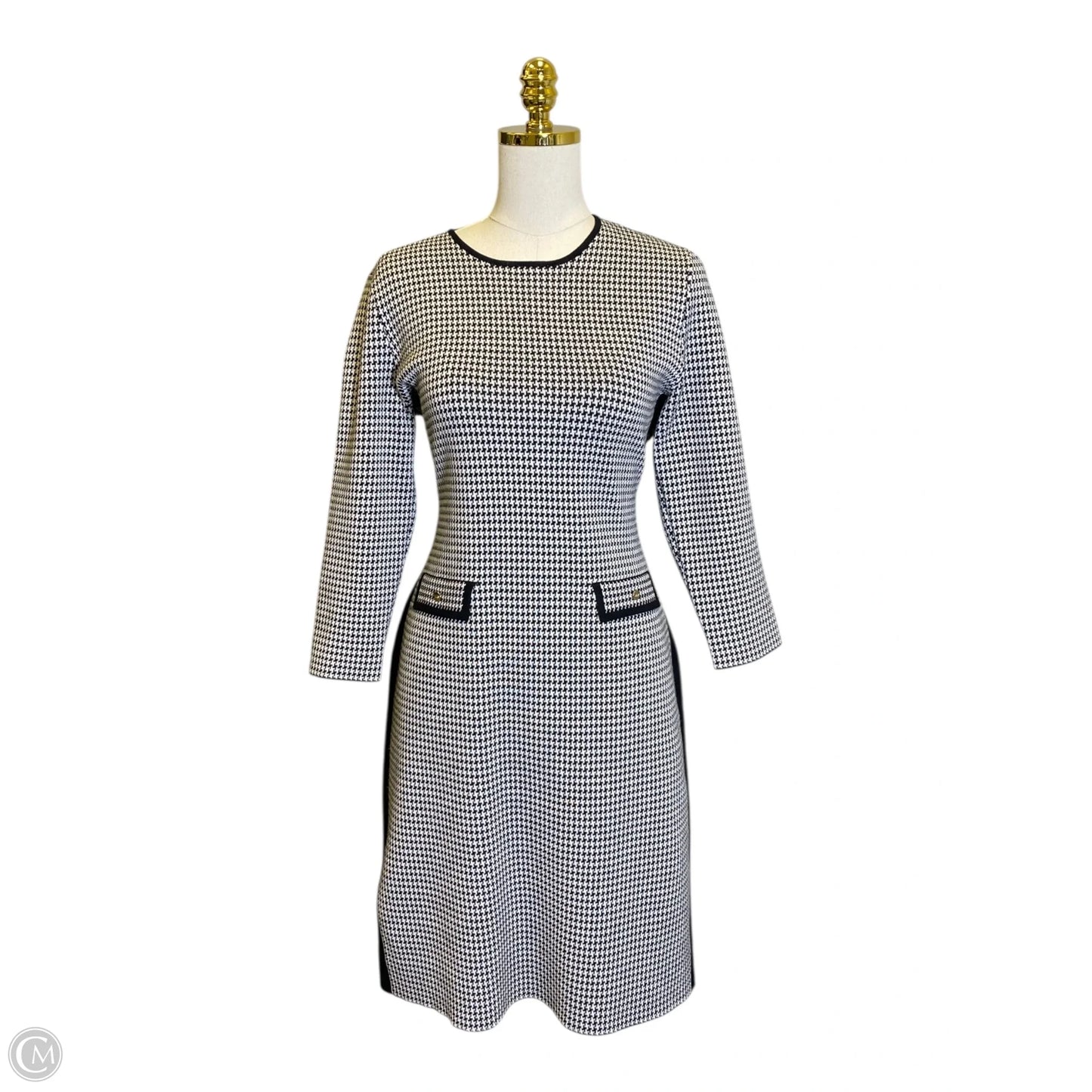 Dress Casual Midi By Dkny In Black & White, Size: M