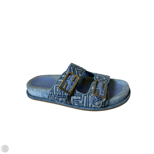 Sandals Luxury Designer By Fendi In Blue Denim, Size: 8.5