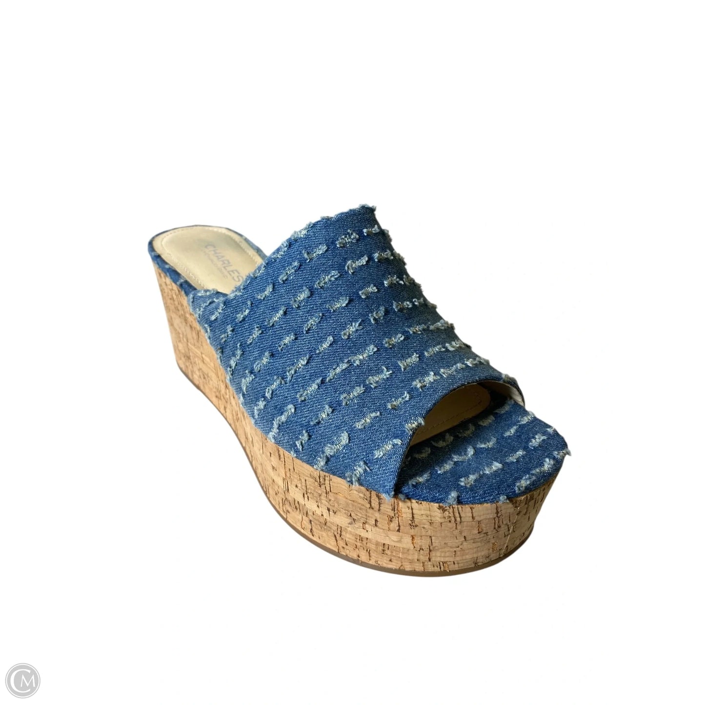 Sandals Heels Wedge By Charles By Charles David In Blue Denim, Size: 9.5