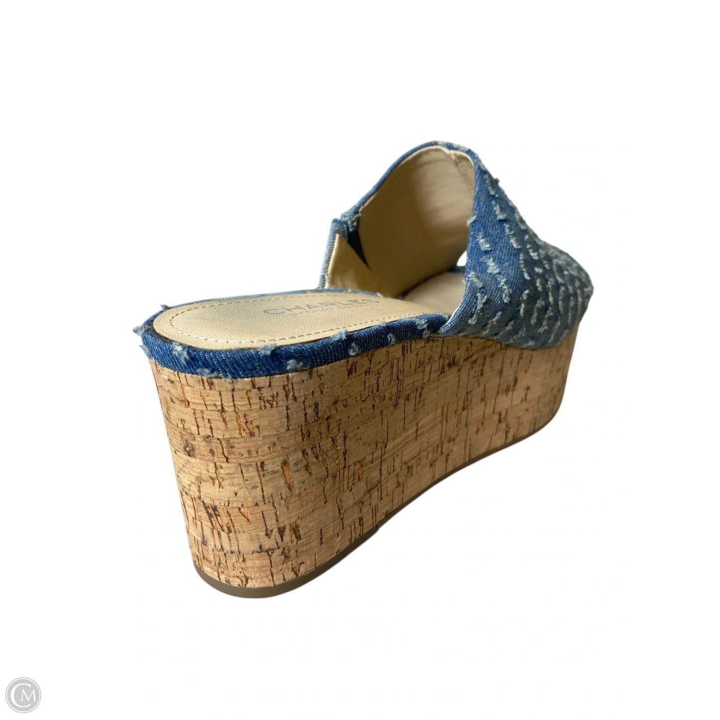 Sandals Heels Wedge By Charles By Charles David In Blue Denim, Size: 9.5