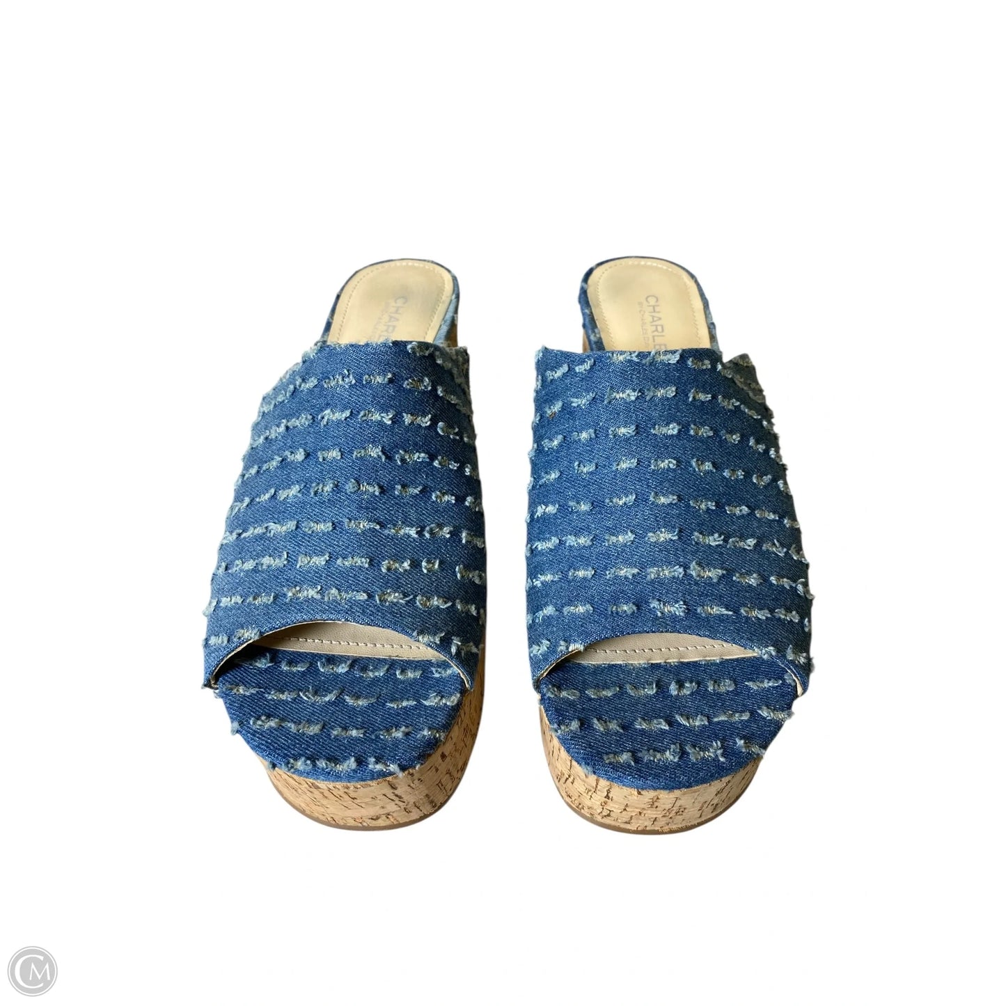 Sandals Heels Wedge By Charles By Charles David In Blue Denim, Size: 9.5
