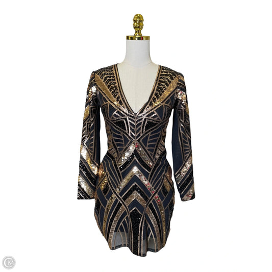 Dress Casual Short By Express In Black & Gold, Size: S