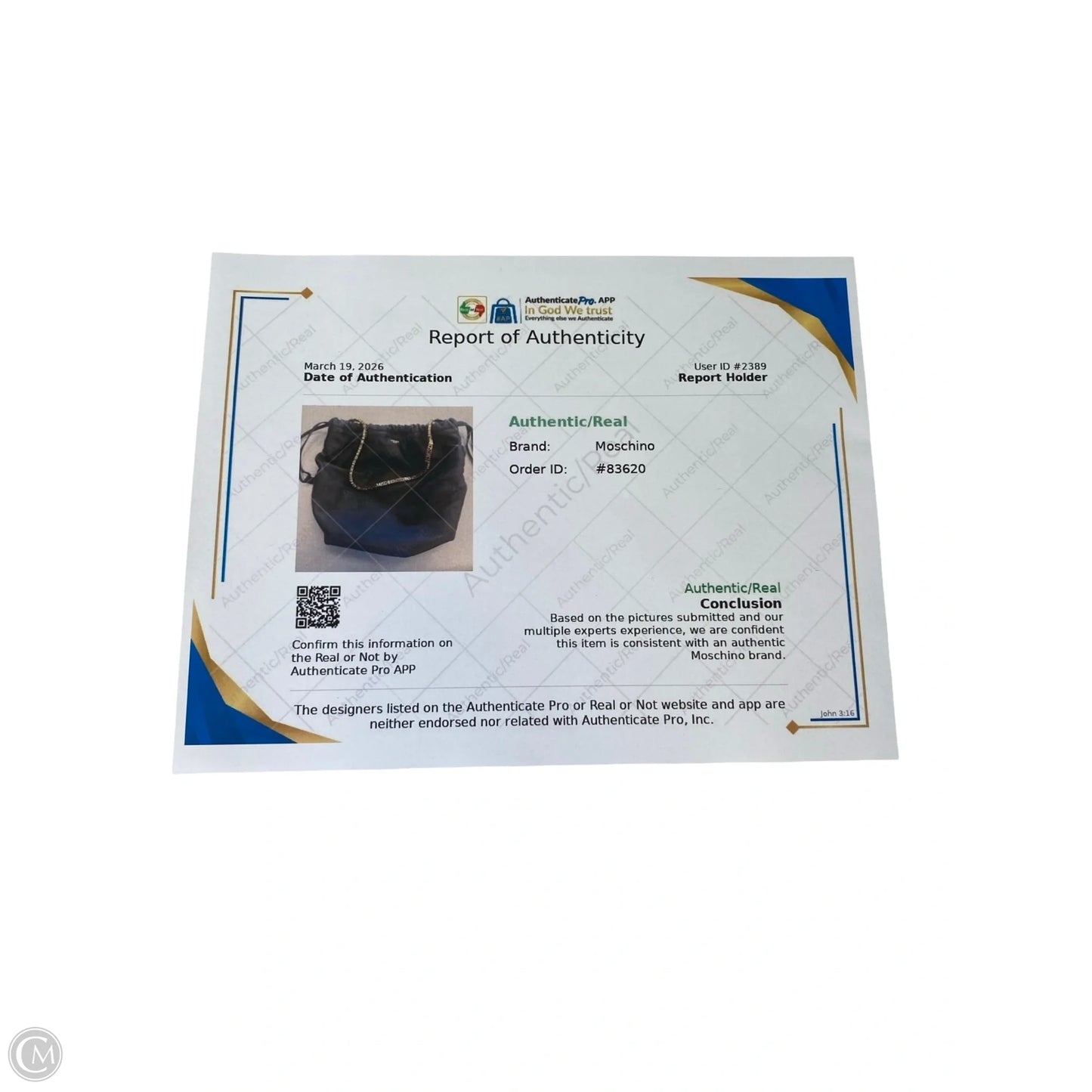 Handbag Luxury Designer By Moschino, Size: Medium