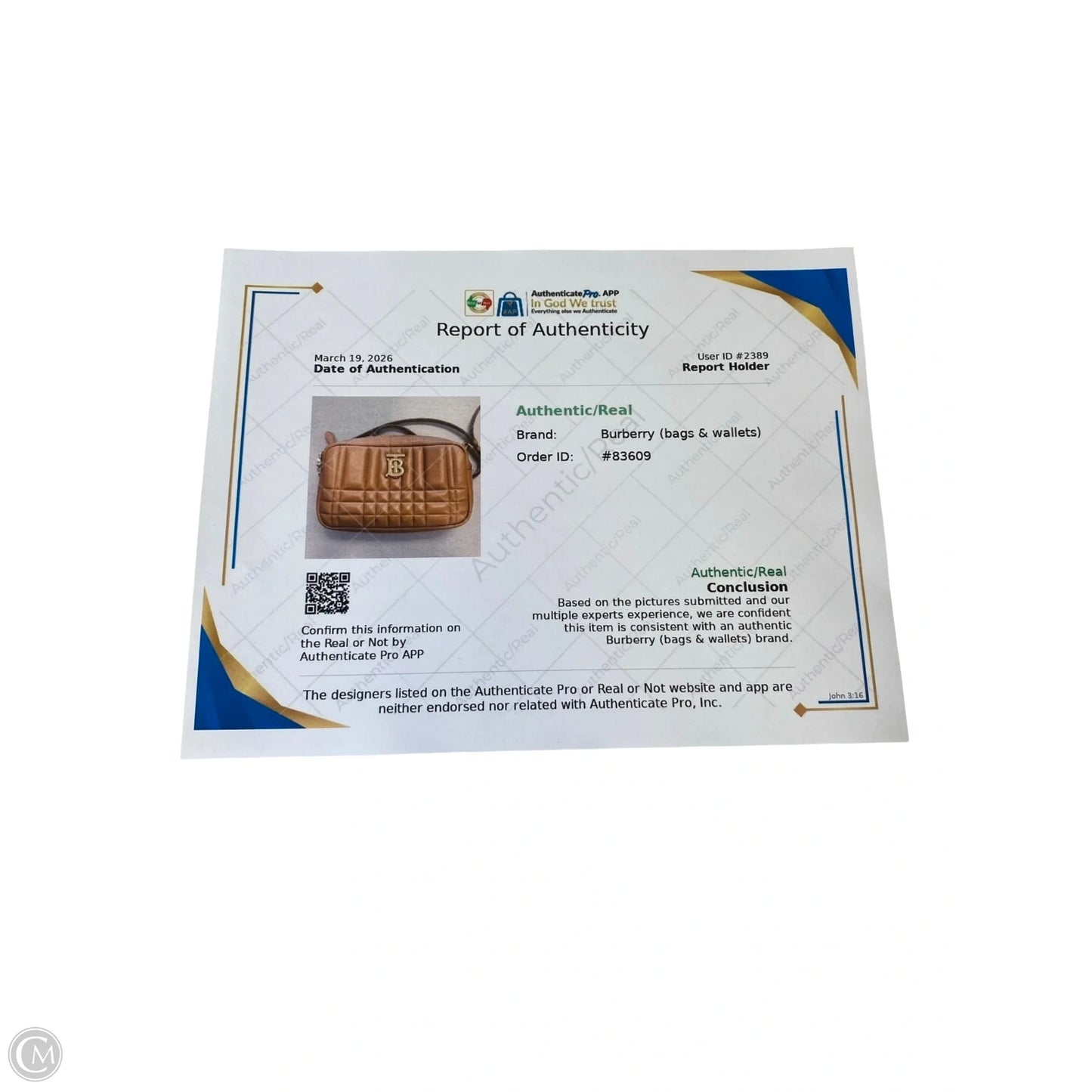 Crossbody Luxury Designer By Burberry, Size: Medium