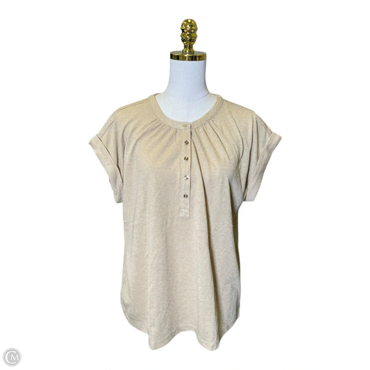 Top Short Sleeve By Loft In Beige, Size: L
