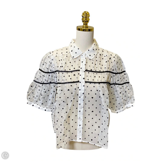 Top Short Sleeve By Anthropologie In Polkadot Pattern, Size: L