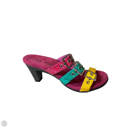 Sandals Heels Block By Clothes Mentor In Multi-colored, Size: 5.5