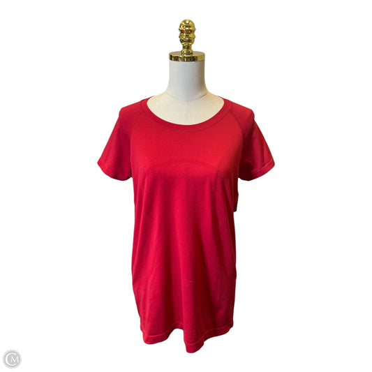 Athletic Top Short Sleeve By Lululemon In Red, Size: 12