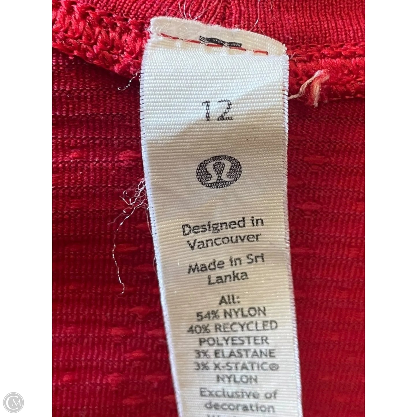 Athletic Top Short Sleeve By Lululemon In Red, Size: 12