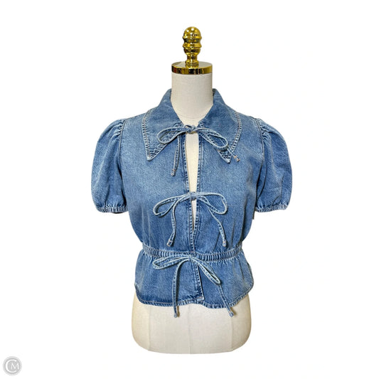Top Short Sleeve By American Eagle In Blue Denim, Size: Xs