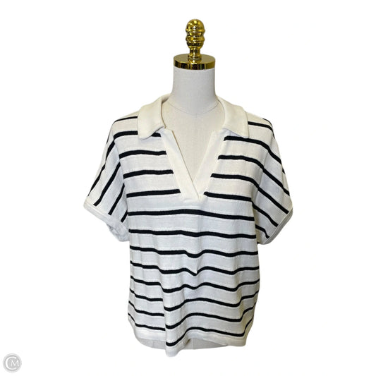 Top Short Sleeve By Madewell In Striped Pattern, Size: M