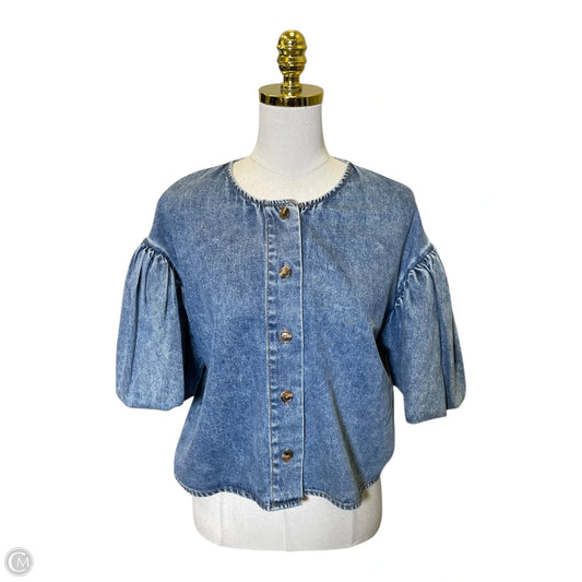 Top Short Sleeve By Future Collective In Blue Denim, Size: M