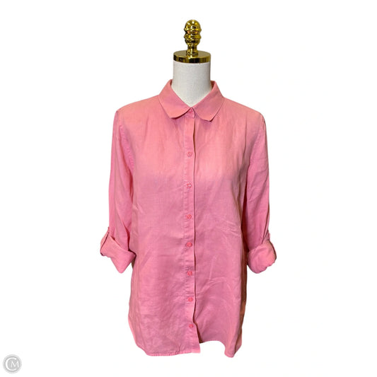 Blouse 3/4 Sleeve By Chicos In Pink, Size: L
