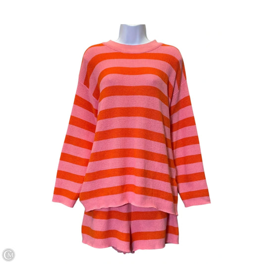 Top 2pc Long Sleeve By Clothes Mentor In Orange & Pink, Size: S