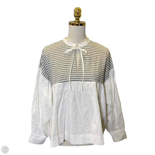Top Long Sleeve By Mustard Seed In Grey & White, Size: S